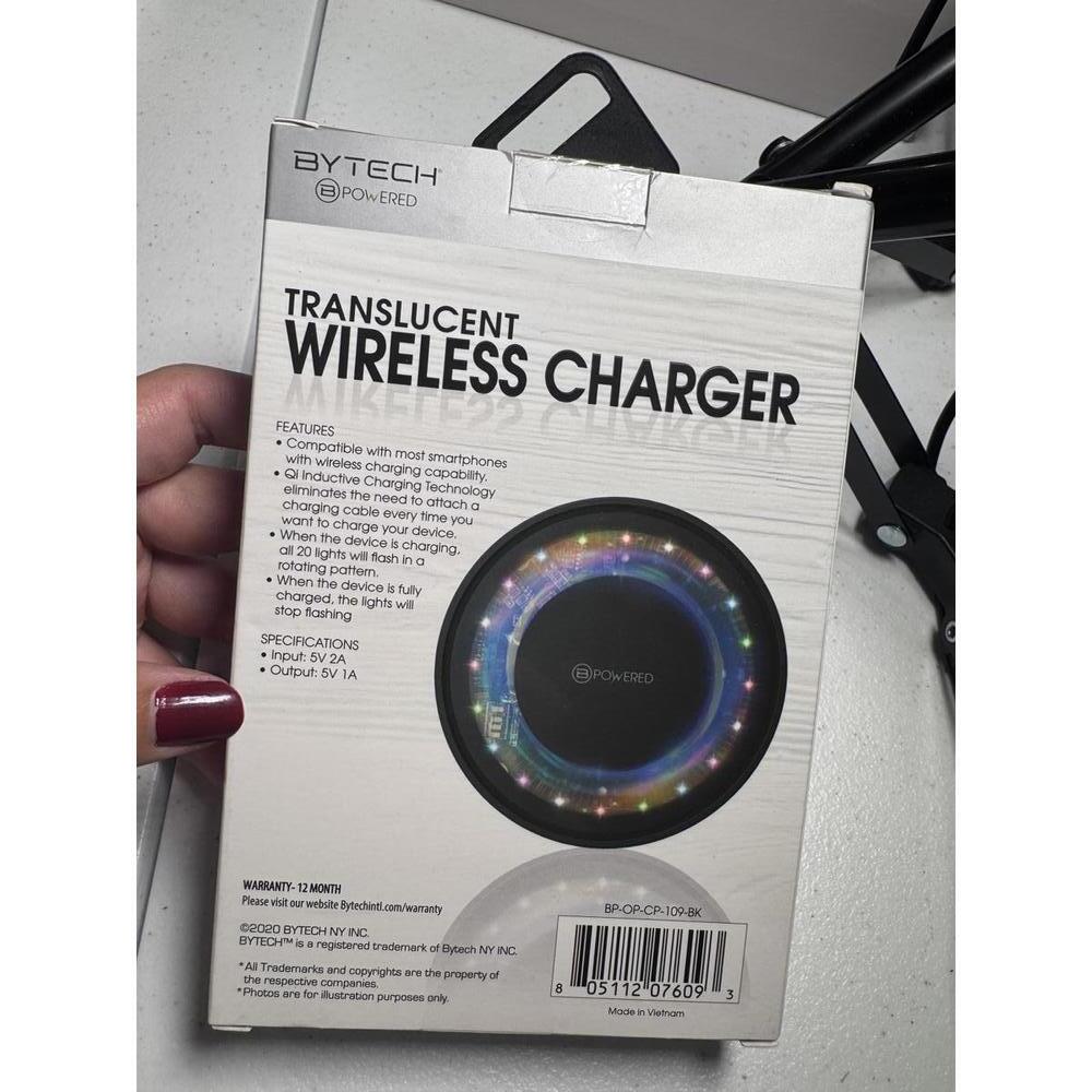 Bytech Translucent Wireless Charger with 20 Colorful Lights - Picture 2 of 3